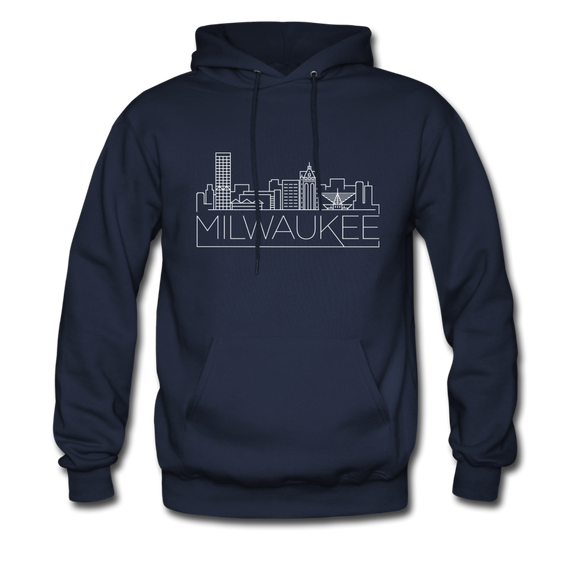Milwaukee, Wisconsin Hoodie - Skyline Milwaukee Crewneck Hooded Sweatshirt - navy