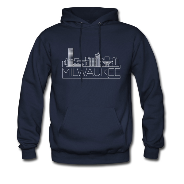 Milwaukee, Wisconsin Hoodie - Skyline Milwaukee Crewneck Hooded Sweatshirt - navy