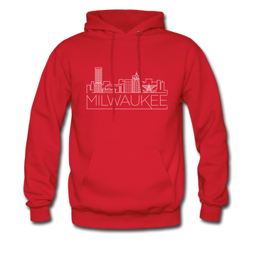 Milwaukee, Wisconsin Hoodie - Skyline Milwaukee Crewneck Hooded Sweatshirt - red