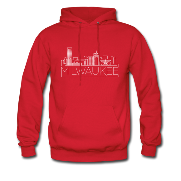 Milwaukee, Wisconsin Hoodie - Skyline Milwaukee Crewneck Hooded Sweatshirt - red