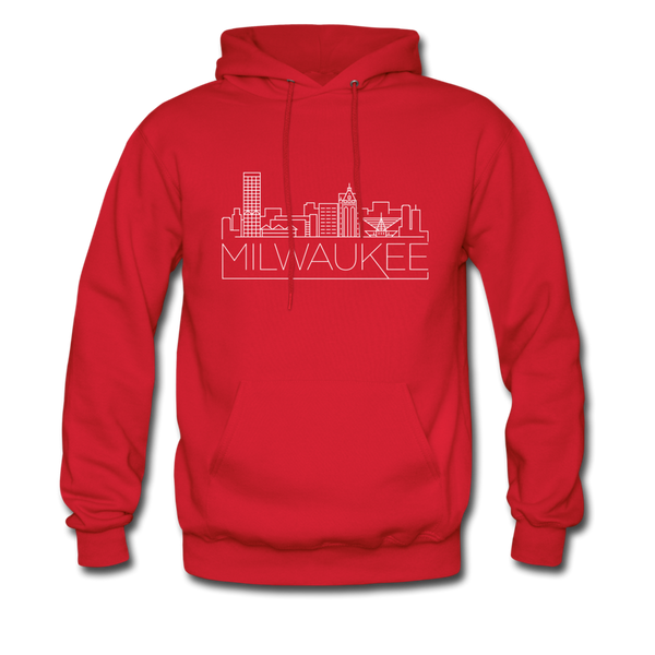 Milwaukee, Wisconsin Hoodie - Skyline Milwaukee Crewneck Hooded Sweatshirt - red