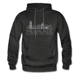 Milwaukee, Wisconsin Hoodie - Skyline Milwaukee Crewneck Hooded Sweatshirt - charcoal gray