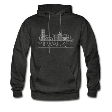 Milwaukee, Wisconsin Hoodie - Skyline Milwaukee Crewneck Hooded Sweatshirt - charcoal gray
