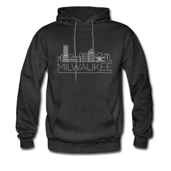 Milwaukee, Wisconsin Hoodie - Skyline Milwaukee Crewneck Hooded Sweatshirt - charcoal gray