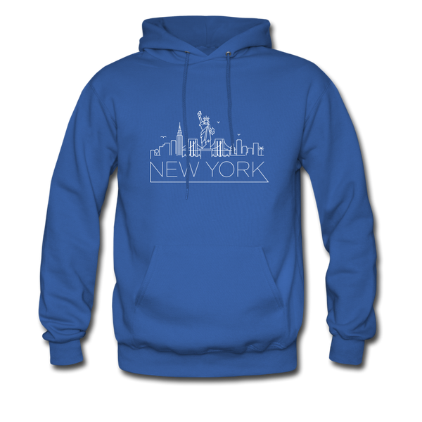 New York Hoodie - Skyline New York Crewneck Hooded Sweatshirt - royal blue