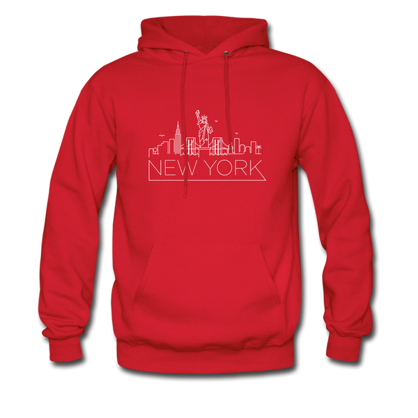 New York Hoodie - Skyline New York Crewneck Hooded Sweatshirt - red