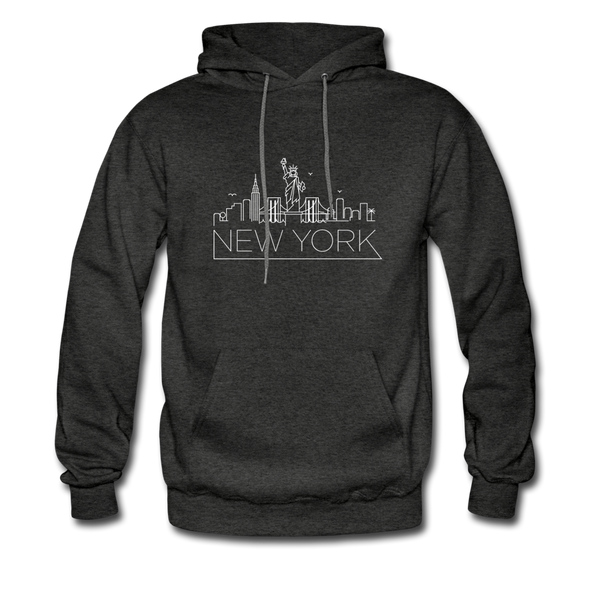 New York Hoodie - Skyline New York Crewneck Hooded Sweatshirt - charcoal gray