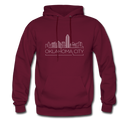 Oklahoma City, Oklahoma Hoodie - Skyline Oklahoma City Crewneck Hooded Sweatshirt - burgundy