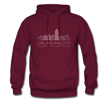 Oklahoma City, Oklahoma Hoodie - Skyline Oklahoma City Crewneck Hooded Sweatshirt - burgundy
