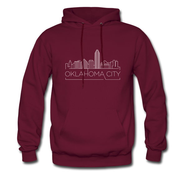 Oklahoma City, Oklahoma Hoodie - Skyline Oklahoma City Crewneck Hooded Sweatshirt - burgundy