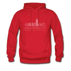 Oklahoma City, Oklahoma Hoodie - Skyline Oklahoma City Crewneck Hooded Sweatshirt - red