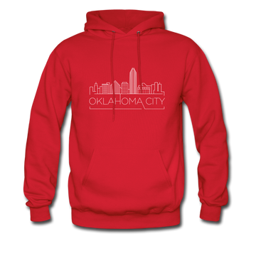 Oklahoma City, Oklahoma Hoodie - Skyline Oklahoma City Crewneck Hooded Sweatshirt - red