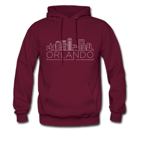 Orlando, Florida Hoodie - Skyline Orlando Crewneck Hooded Sweatshirt - burgundy