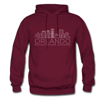 Orlando, Florida Hoodie - Skyline Orlando Crewneck Hooded Sweatshirt - burgundy