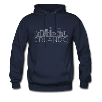 Orlando, Florida Hoodie - Skyline Orlando Crewneck Hooded Sweatshirt - navy