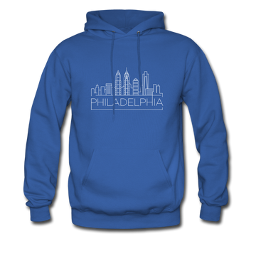 Philadelphia, Pennsylvania Hoodie - Skyline Philadelphia Crewneck Hooded Sweatshirt - royal blue