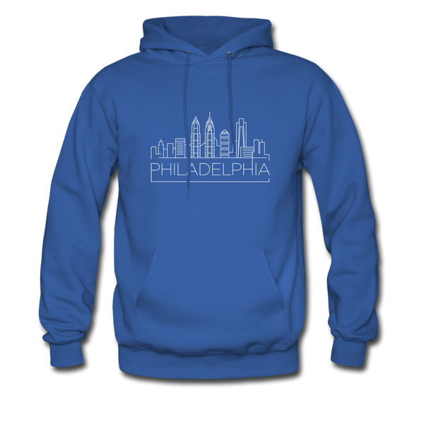 Philadelphia, Pennsylvania Hoodie - Skyline Philadelphia Crewneck Hooded Sweatshirt - royal blue