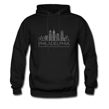 Philadelphia, Pennsylvania Hoodie - Skyline Philadelphia Crewneck Hooded Sweatshirt - black
