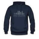 Philadelphia, Pennsylvania Hoodie - Skyline Philadelphia Crewneck Hooded Sweatshirt - navy