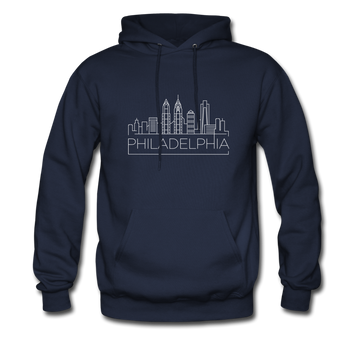 Philadelphia, Pennsylvania Hoodie - Skyline Philadelphia Crewneck Hooded Sweatshirt - navy
