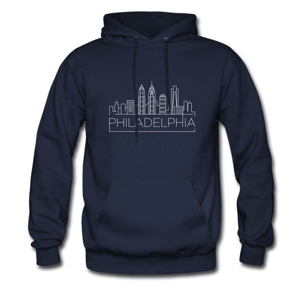Philadelphia, Pennsylvania Hoodie - Skyline Philadelphia Crewneck Hooded Sweatshirt - navy