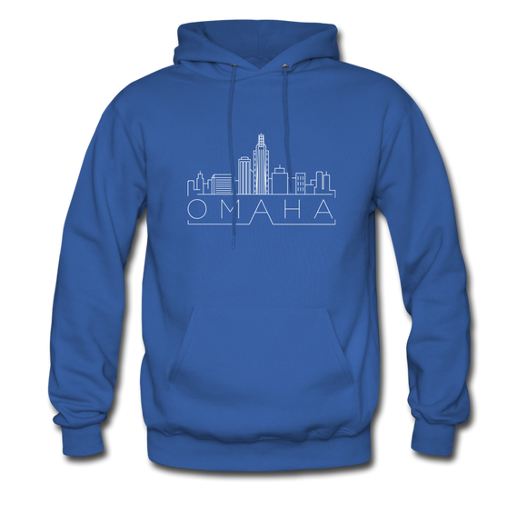 Omaha, Nebraska Hoodie - Skyline Omaha Crewneck Hooded Sweatshirt - royal blue