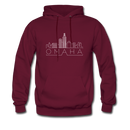 Omaha, Nebraska Hoodie - Skyline Omaha Crewneck Hooded Sweatshirt - burgundy