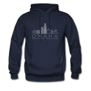 Omaha, Nebraska Hoodie - Skyline Omaha Crewneck Hooded Sweatshirt - navy