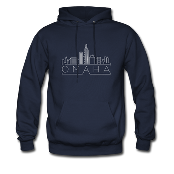 Omaha, Nebraska Hoodie - Skyline Omaha Crewneck Hooded Sweatshirt - navy