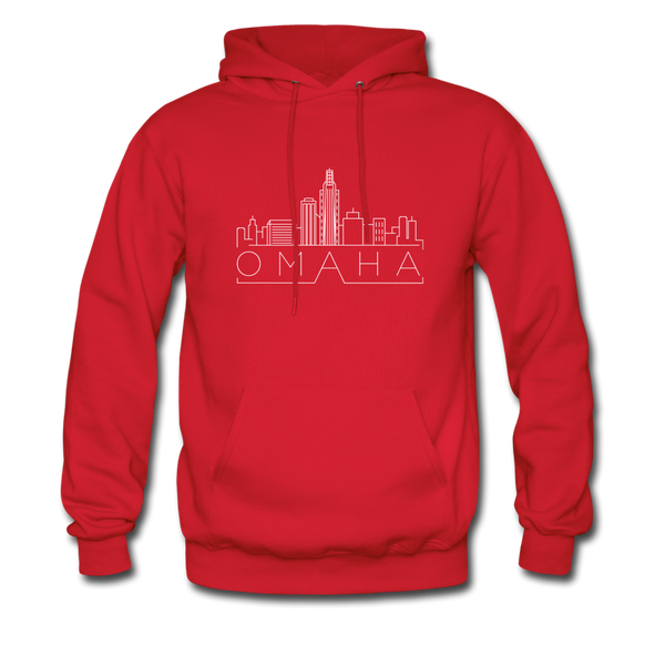 Omaha, Nebraska Hoodie - Skyline Omaha Crewneck Hooded Sweatshirt - red