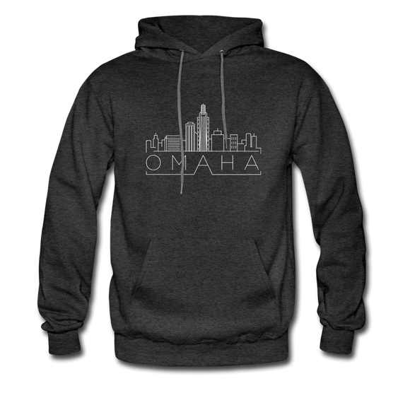 Omaha, Nebraska Hoodie - Skyline Omaha Crewneck Hooded Sweatshirt - charcoal gray