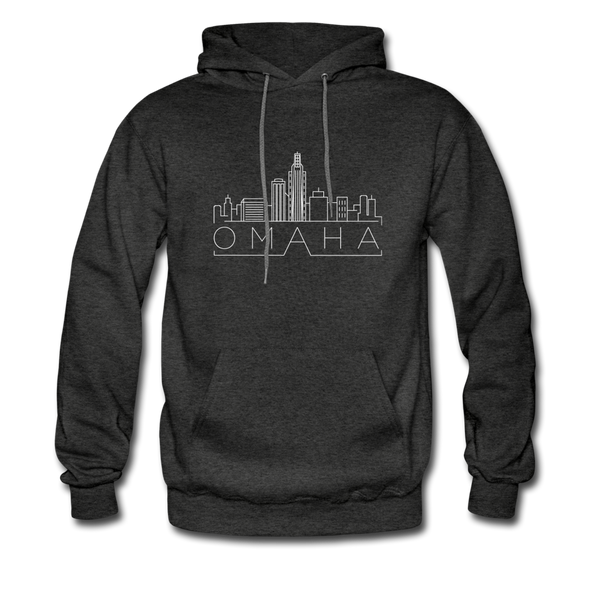 Omaha, Nebraska Hoodie - Skyline Omaha Crewneck Hooded Sweatshirt - charcoal gray