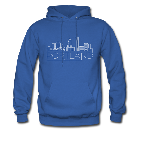 Portland, Oregon Hoodie - Skyline Portland Crewneck Hooded Sweatshirt - royal blue