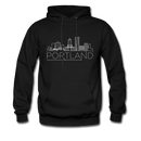 Portland, Oregon Hoodie - Skyline Portland Crewneck Hooded Sweatshirt - black