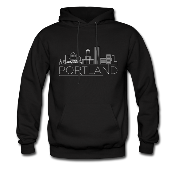 Portland, Oregon Hoodie - Skyline Portland Crewneck Hooded Sweatshirt - black