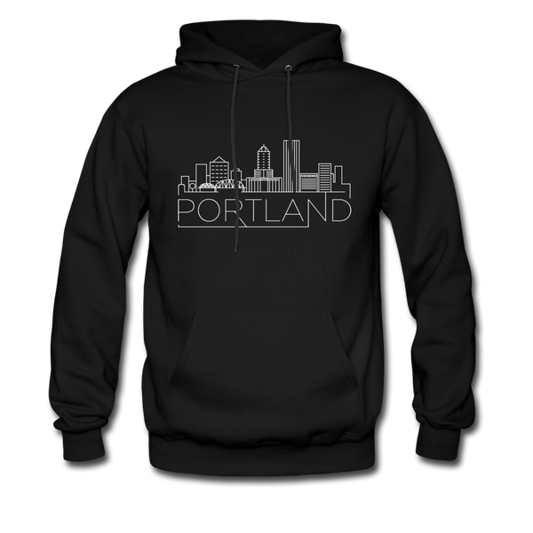 Portland, Oregon Hoodie - Skyline Portland Crewneck Hooded Sweatshirt - black
