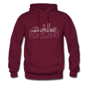 Portland, Oregon Hoodie - Skyline Portland Crewneck Hooded Sweatshirt - burgundy