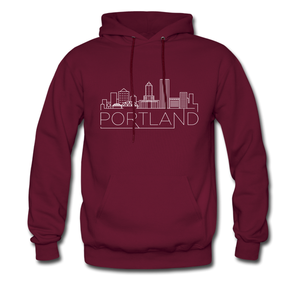 Portland, Oregon Hoodie - Skyline Portland Crewneck Hooded Sweatshirt - burgundy