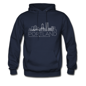 Portland, Oregon Hoodie - Skyline Portland Crewneck Hooded Sweatshirt - navy