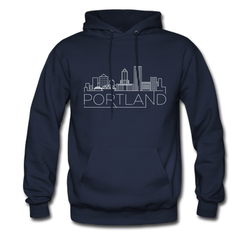Portland, Oregon Hoodie - Skyline Portland Crewneck Hooded Sweatshirt - navy
