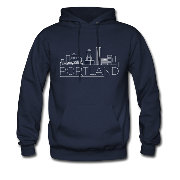 Portland, Oregon Hoodie - Skyline Portland Crewneck Hooded Sweatshirt - navy