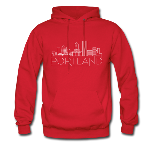 Portland, Oregon Hoodie - Skyline Portland Crewneck Hooded Sweatshirt - red