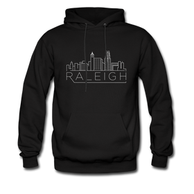 Raleigh, North Carolina Hoodie - Skyline Raleigh Crewneck Hooded Sweatshirt - black