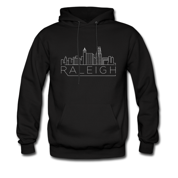 Raleigh, North Carolina Hoodie - Skyline Raleigh Crewneck Hooded Sweatshirt - black