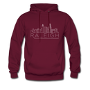 Raleigh, North Carolina Hoodie - Skyline Raleigh Crewneck Hooded Sweatshirt - burgundy