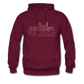 Raleigh, North Carolina Hoodie - Skyline Raleigh Crewneck Hooded Sweatshirt - burgundy