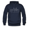 Raleigh, North Carolina Hoodie - Skyline Raleigh Crewneck Hooded Sweatshirt - navy
