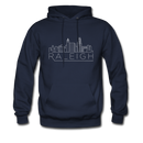 Raleigh, North Carolina Hoodie - Skyline Raleigh Crewneck Hooded Sweatshirt - navy