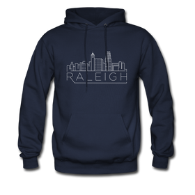 Raleigh, North Carolina Hoodie - Skyline Raleigh Crewneck Hooded Sweatshirt - navy