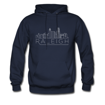 Raleigh, North Carolina Hoodie - Skyline Raleigh Crewneck Hooded Sweatshirt - navy